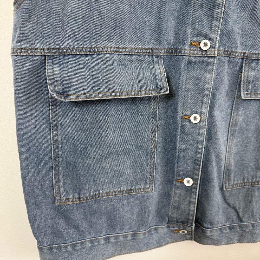 Vintage Aesthetic Oversized Blue Utility Vest XL Large Cargo Pockets - Picture 3 of 7